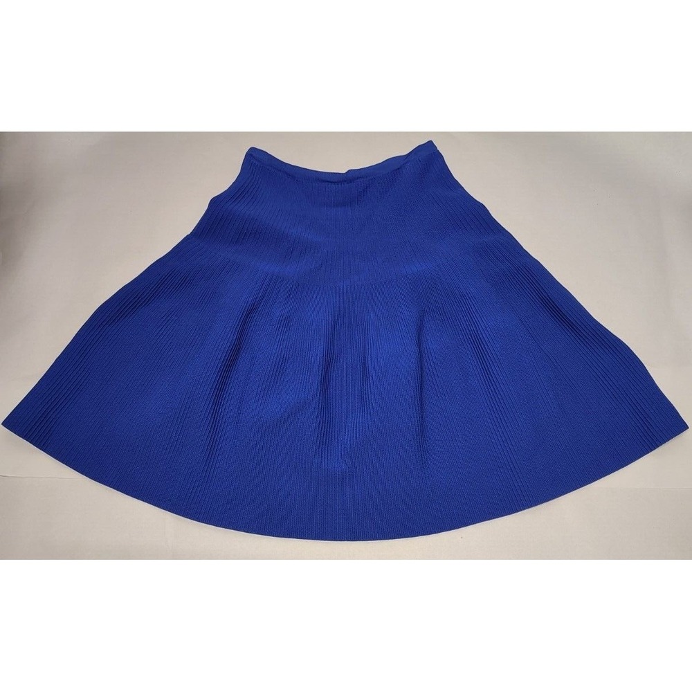 Miss MeMe Royal Blue Ribbed A-Line Skirt Knee Size 18 (2-4) Stretch Knit Cobalt